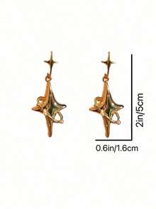 1 Pair Fashion Luxury Star Shaped Drop Earrings, Suitable For Any Occasion For Women - Gold - View 5