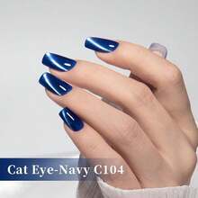 Jelly Glass Cat Eye Gel Nail Polish, 0.5 Fl Oz HEMA & TPO Free Navy Holographic Glitter Shimmer Magnetic Gel Polish With Magnet Soak Off UV LED Nail Art Design Manicure Salon For Women Fgirl{Inchcolor_nameinch:InchCatEye-JellyGlassNavyinch} - CatEye-JellyGlassNavy - Xem 4