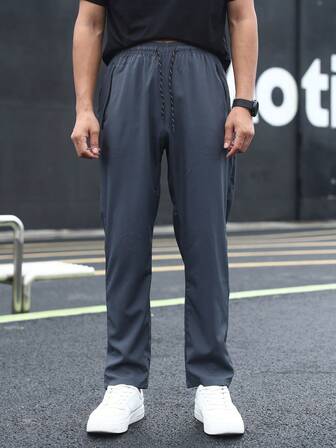 Pantalones deportivos para hombres, ligeros, transpirables, pantalones casuales con cordón, para verano