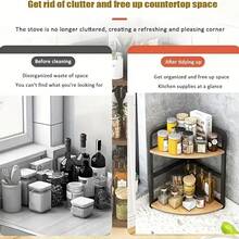 2-Tier Heavy Duty Metal Triangular Corner Shelf, 2-Layer Triangle Spice Rack Storage Organizer, Large Capacity Kitchen Countertop Seasoning, Spice And Bottle Storage, Bathroom, Pantry, Countertop And Home Storage Space-Saving Corner Shelf - Multicolor - View 4