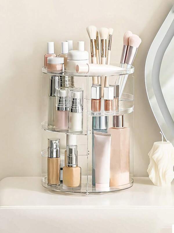 360 Grad drehbarer Make-up Organizer, einstellbarer Drehteller, großer Kapazität drehbarer Parfüm & Hautpflege Organizer, drehbares Make-up Aufbewahrungsregal, geeignet für Schminktisch