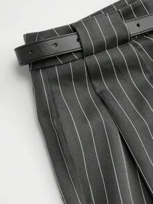 Mid-Rise Solid Color Elegant Straight-Leg Pants With Belt - Multicolor - View 2