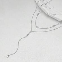 Valentine's Day Fashion Simple Beaded Chain Y-Shaped Necklace For Women Adjustable Elegant  Multi-Layer Collarbone Chain - Gold - View 8