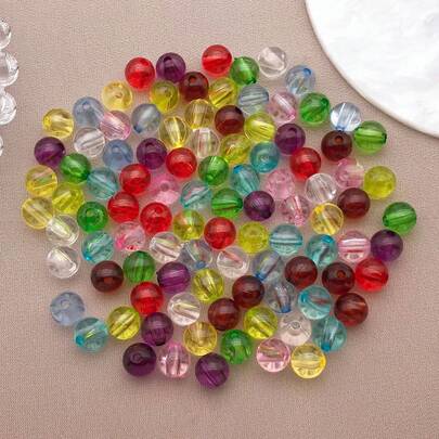 100 piezas de cuentas redondas de acrílico de 8 mm en colores variados, cuentas espaciadoras redondas de acrílico con agujero para hacer pulseras, collares y manualidades de joyería