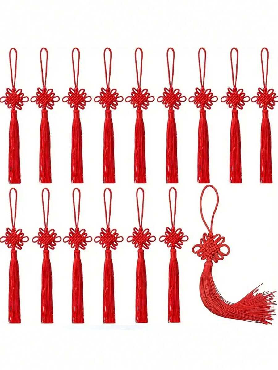 30/20/10 chiếc Dây trang trí tua rua thắt nút đỏ kiểu Trung Quốc cho năm mới - Đồ trang trí tua rua bằng satin, thích hợp cho năm mới, Tết Nguyên Đán, trang trí nhà cửa, xe hơi và móc khóa, tượng trưng cho hạnh phúc, giàu có và may mắn, hoàn hảo cho trang trí ngày lễ, mang lại tài lộc cho gia đình bạn. - Nhiều màu - Xem 1