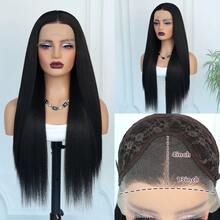 Peluca sintética de encaje frontal recto de 13x4 para mujeres, sin pegamento, con densidad del 180%, resistente al calor, adecuada para uso diario, fiestas y disfraces