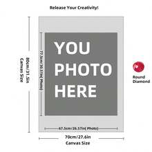 Kit di pittura a diamante personalizzata su misura per adulti, fai da te 5D, arte con punti a forma rotonda/quadrata, con foto, testo e disegno personalizzato, in varie dimensioni (20x25cm), decorazione personalizzata per la casa (Punti rotondi, 30x40cm), kit per adulti, decorazione con pittura a diamanti 5D