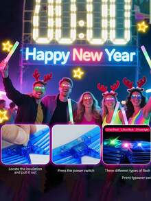 12pcs LED Glasses, LED Flashing Glasses, Party Supplies, 5 Colors, 3 Lighting Modes: Steady On, Intermittent Flashing, Rapid Flashing, Suitable For Adults. The Luminous Glasses Are Perfect For Festivals, Birthdays, Christmas Parties, Glow Stick Glasses, Fashion Glasses, Wedding Cosplay, Christmas Nightclub And Other Occasions. - Multicolor - View 4