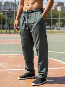 Men's Adjustable Sports Tactel Pants With 3 Pockets - Grey - View 2