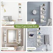 五层白色木质壁挂式悬浮置物架，垂直收纳架，适用于卧室、客厅、走廊、车库 - 波西米亚风格家居装饰收纳架，无需电源或电池 | 天然木纹外观 | 悬挂式收纳架，绝佳礼品之选