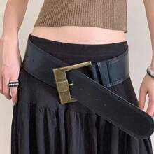 Vintage Mila Retro Wide Waist Belt For Women, Waist Cinching, Pair With Skirts, Chic American Style