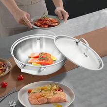 Composite Steel& Stainless Steel Wok Frying Pan With Lid Stir-Frying Pan - Silver - View 12