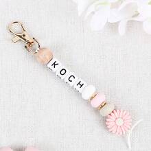 1 Pc Customized Round Silicone Bead Keychain, Personalized English Letters, Name Keychain, Bag Accessories, Gifts For Relatives And Friends