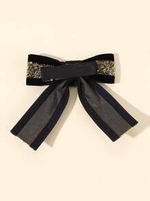 2 Stücke Neue Jahr Gold Basis Modell Schleifen Haarclips für Mädchen, Glitzer Schleifen Haarclips für Kinder, ModHaarstylingor Clips Haaraccessoires für Kleinkind Neue Jahr Party Geschenke & Herbst Winter Saison Verwendung