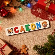 Personalized Name Puzzle, Wooden Toy For 1 Year Old Baby Girl, Christmas Gift, Customized Name Sign, Personalized Name Wooden Puzzle Learning Toy For Preschool, Educational Toy For Boys And Girls, Easter, Christmas, Birthday Gift - Rainbow Colors, Nothing - View 2