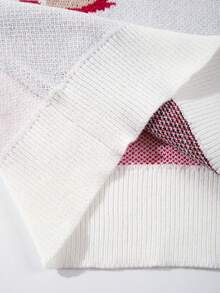 ANDREILEE 秋冬男士宽松简约纯色针织动漫少女眼睛特写卡通风格图案休闲街头圆领长袖套头毛衣 - 白色 - 查看 8