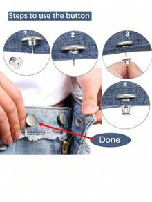 5 /10 Nail-Free Detachable Jeans Button Replacement Set For Valentine's Day, Wedding, Birthday, Buttons, Sewing, Sewing Supplies, Sewing Accessories, Craft Supplies, DIY, Adult Handicrafts, Metal Waist-Cinching Nail-Free Buttons, Adjustable Waistline To Change Size, I-Shaped Buttons - Multicolor - View 6