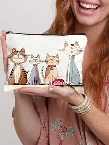 Bộ 2 túi tote gấp gọn dung tích lớn, in hình mèo dễ thương - Chất liệu polyester nhẹ, phù hợp cho du lịch, đi làm và mua sắm - Túi xách nữ thời trang có quai xách, túi tote du lịch. - Màu be - Xem 3