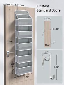 1 Piece 5-Layer Non-Woven Door Organizer Rack, Large Capacity Hanging Storage Bag, Space-Saving Door Hanging Storage Solution, Breathable Non-Woven Fabric, Reinforced Hook Design, Anti-Slip & Stable, Suitable For Bathroom/ Bedroom/ Closet/ Pantry/ Kitchen, Ideal For Storing Socks/ Underwear/ Toiletries/ Cosmetics/ Snacks/ Towels, Easy Installation No Drilling, Foldable For Storage When Not In Use, Dust-Proof & Durable, Multi-Scene Home Organization Essential, Hot-Selling Closet Storage Accessory, Practical Hanging Organizer For Small Spaces, Perfect For Maximizing Vertical Storage Space At Home - 灰色 - 查看 7