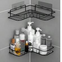 1 Stück Wandecke Aufbewahrungsregal aus Schmiedeeisen, Dreieck Regal für Badezimmer/Küche, schwere Ausführung ohne Bohren erforderlich