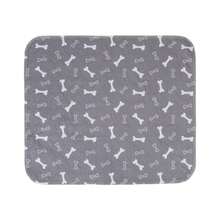 1pc Spring Microfiber Gray Paw & Bone Print Pet Mat, Super Absorbent, Non-Slip Backing, Indoor Home Use, 4mm Thickness