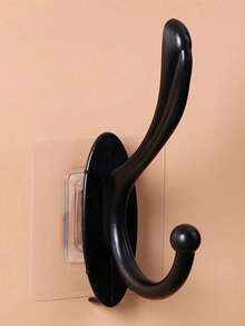 Selbstklebende Kunststoff-Wandhaken, schwarze nahtlose Haken für Badezimmer, Schlafzimmer, schwarze Wandhaken zum Aufhängen, Metall-Kleiderhaken, wandmontierte Cubicle-Zubehörteile, Retro-Doppelhaken, schwere Türhänger für Handtücher, Hüte, Schlüssel, Schrank, Tasche