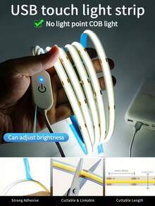 LEDCOB Light Strip Touch Dimming Flexible Diode Tape 5V USB Linear Indoor Lighting Room DIY TV Mirror Backlight Wall Decor - Multicolor - View 3