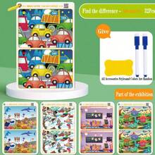 32页/专注力训练，探索不同的智力发展思维训练，大豆油墨印刷可重复使用魔法练习本，玩具绘画本，可擦写，探索不同的专注力和观察力训练，开学季礼物（笔的数量随机，1支或2支）。 - 彩色 - 查看 9