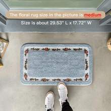 Pretty Floral Rural Style Romantic Rose Flower Rug Shaggy Area Rugs Soft Non-Slip Doormat Floor Mat Bath Mat Bathroom Shower Rug Bedroom Living Room Carpet (Light Blue, S){Inchcolor_nameinch:InchLightBlueinch,Inchsize_nameinch:Inch1'4\Inchx1'11\Inch(Rectangular)Inch} - LightBlue - View 7