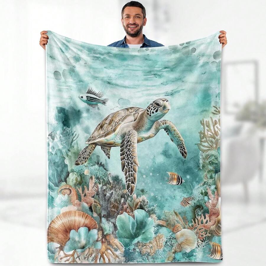 Shark Ocean Blanket Gifts - Sea Nautical Lovers Creature Nautical Themed Underwater World Throw For Women Adults Travel Camping Decor Soft Birthday Christmas Lightweight Blanket - 彩色 - 查看 1