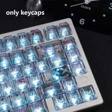 Juego completo de 123 teclas con diseño de arcoíris / Arknights / líneas de graffiti, teclas transparentes, altura original del fabricante, compatible con diseños de teclado de 61/64/75/87/98/104