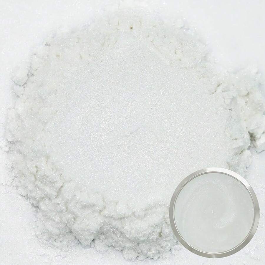 Matio Mica Powder, 1.8oz/ 50g White Pearlescent Effect Mica Powder Epoxy Resin Natural Color Pigment Soap Making, Bath, Candle Dye, Resin, Paint,Nails,Jewelry, Slime Pigment - 珍珠白 - 查看 1