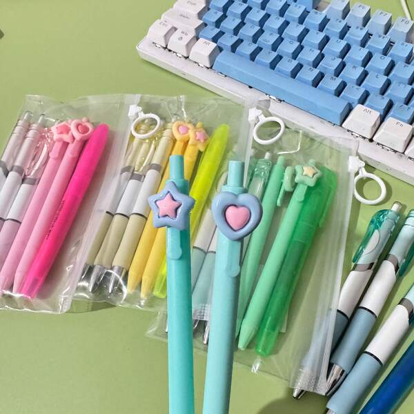 Neutral Pen Stationery Set 6 Pack Includes 1 Highlighter And 5 Neutral Pens Simple Design Practical Use Perfect For School Office And Everyday Writing