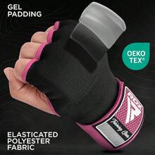 Gel Boxing Inner Gloves For Men Women, 100cm Long Quick Wrist Straps, Elastic Padded Cuffs Under Mitts, Muay Thai Kickboxing Martial Arts - Pink + L - View 3