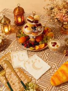 20张斋月主题一次性纸巾 - 双层纸巾 - 非常适合斋月派对和节日餐桌装饰，33.02厘米见方，适用于厨房和餐厅，斋月装饰