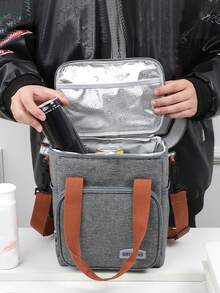 Large Capacity Portable Insulated Lunch Bag, Portable Waterproof And Leak Proof Lunch Box Shoulder Strap, Portable Refrigerated Bag, Thick Aluminum Foil Insulated Reusable Lunch Bag, Suitable For Schools, Offices, Camping, Picnics, Employees And Canteens, Classroom Storage Bags, Kitchen Accessories Lunch Bags Cooler Bag Lunchbox For Women For Men Travel Essentials