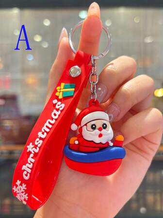 1 pieza Nuevo llavero de Navidad con colgante de bolso de estilo de dibujos animados, delicado llavero de Santa Claus, pequeño regalo, accesorio de coche, ideas de regalo para maestro, amigo, hermana