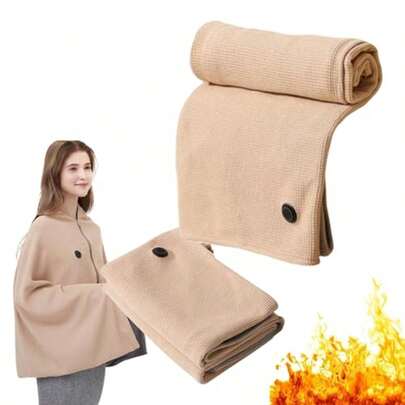 GENAI USB Heated Shawl Blanket, Soft Skin Friendly Electric Heated Throw, Wearable Heated Shawl Blanket For Home Office Travel Camping, Fast Heating Full Body Coverage, 3 Temperature, 145x80cm