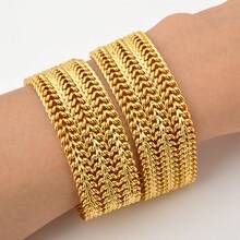 14K镀金加厚编织O型环扣，夸张设计，适合女性日常、街头、派对、假日穿着，四季皆宜的时尚配饰。 - 金色 - 查看 5