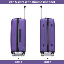 Cabin Luggage Carry On Suitcase 19 24 28 Inch ABS Hardshell TSA Lock 360 Spinner Wheels Lightweight 3 Piece Set Hand Check In Travel Unisex Sizes - Purple - View 10
