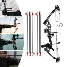 Compound Bow And Archery Sets For Yadults And Teens, Right Handed, 24-29.5in Draw Length, 30-55lbs Draw Weight, Up To Ibo 310 Fps, 12 Arrows, Black - Black - View 4
