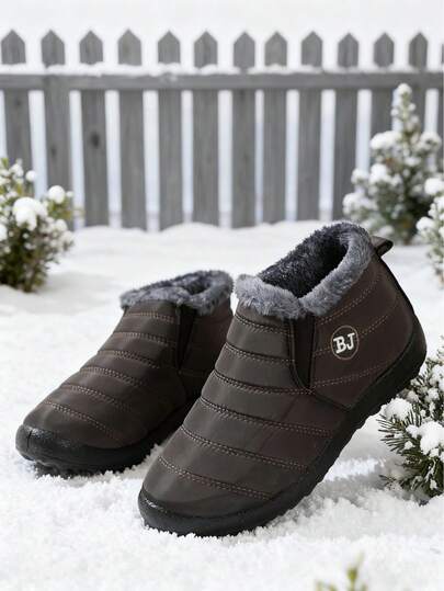 2025 Winter New Style Women's Western Boots, Low-Heeled Winter Boots With Warm Lining, Round-Toed Flats, Comfortable, Versatile And Stylish Black Winter Women's Shoes, Warm Snow Boots For Outdoor Sports, Christmas Essentials