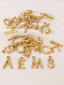 3件套不锈钢字母吊坠配件，18K镀金A-Z字母吊坠，适用于DIY珠宝制作材料及配件