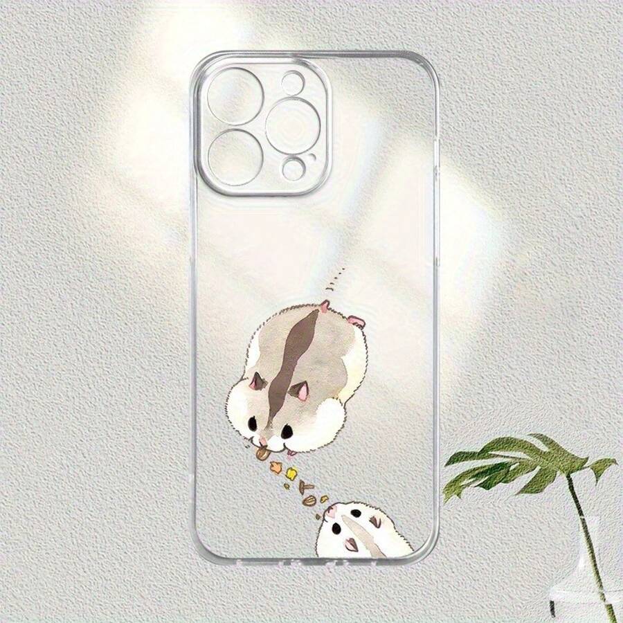 Estuche Transparente con Diseño Adorable de Hámster, Cortes Precisos y Protección Suave Antigolpes para iPhone 16/15/14/13/12/11Plus/Pro Max – Funda Elegante y Creativa Unisex de Alta Calidad - Transparente-729 - Ver 1