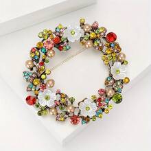 Colorful Zinc Alloy Plum Blossom Brooch, Inlaid With Colored Stones, Elegant Floral Design Fashion Accessory, Perfect Gift For Friends, Flower Ornament - MM-BR-4225-MX - Xem 7