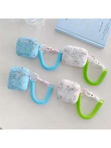 غطاء واقي للسماعات اللاسلكية البلوتوث الجيل الأول والثاني والثالث والبرو مع حزام معصم، مزين بنقوش زهرية تضيء في الظلام - مع حبل - مشاهدة 2