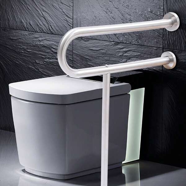 Futchoy 1 Stuck Edelstahl Toiletten Haltegriff U-Form WC Aufstehhilfe Stützgriff Wandstützgriff WC-Handlauf Toiletten Aufstehhilfe Stützgriff Edelstahl Haltegriff , Silber