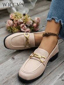 WRCVS Giày bệt nữ màu be, Giày lười da, Giày Oxford khóa bướm, Giày công sở cổ điển, Mềm & Nhẹ, Giày sinh viên - Màu be - Xem 8