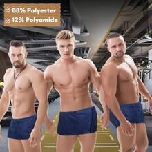 Mixweer 4 Pcs Mens Wearable Bath Towel Wrap Short Pants 11.81'' Mens Towel Shower Wrap With Closure For Bathroom Shower Spa Gym(Dark Blue,Coral Fleece){Inchcolor_nameinch:InchDarkBlueinch} - 深藍色 - 查看 8
