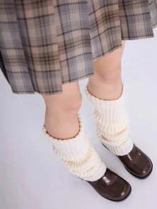 1 Pair Of Elegant Leg Warmers For Girls, With A Graceful Thigh-High Design That Brings A Touch Of Victorian-Inspired Romance To Your Cold-Weather Outfits - 白色 - 查看 5